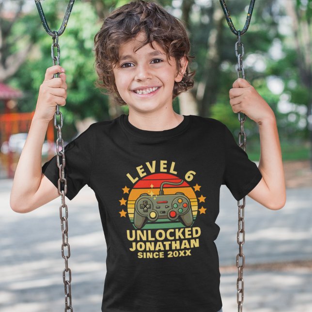 Level 6 Unlocked Gamer Boy Birthday 6 T-Shirt (Creator Uploaded)