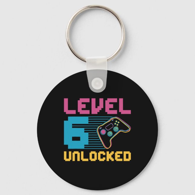 Level 6 Unlocked Gaming Birthday  Key Ring (Front)