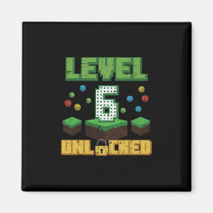 Level 6 Unlocked Pixel Gamer 6th Birthday Gaming B Magnet