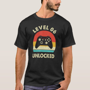 Level 6 Unlocked Retro Video Gamer 6th Birthday T-Shirt