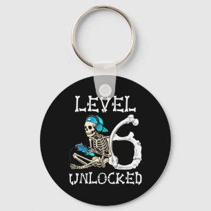 Level 6 Unlocked Skeleton Gamer Video Gaming 6th B Key Ring