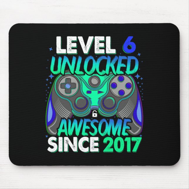 Level 6 Unlocked Video Game 6 Years Old Boy 6th Bi Mouse Pad (Front)