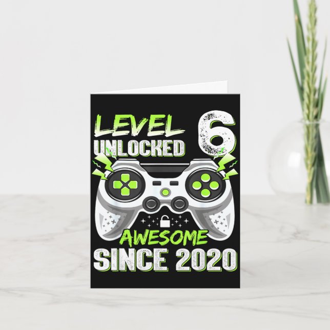 Level 6 unlocked video game 6th birthday boys  card (Front)