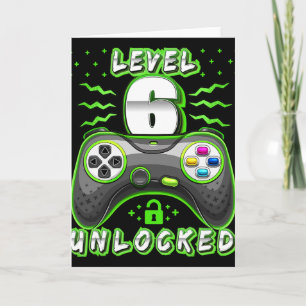 Level 6 Unlocked Video Game 6th Birthday Gamer Boy Card