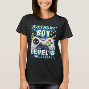 Level 6 Unlocked Video Game 6th Birthday Gamer Boy T-Shirt