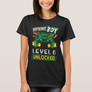 Level 6 Unlocked Video Game 6th Birthday Gamer Boy T-Shirt