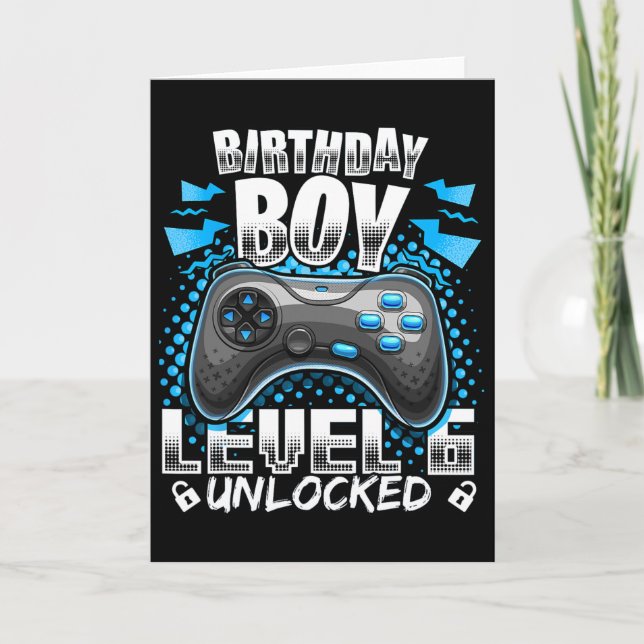Level 6 Unlocked Video Game 6th Birthday Gamer Gif Card (Front)