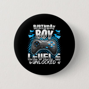 Level 6 Unlocked Video Game 6th Birthday Gamer Gif Cm Round Badge