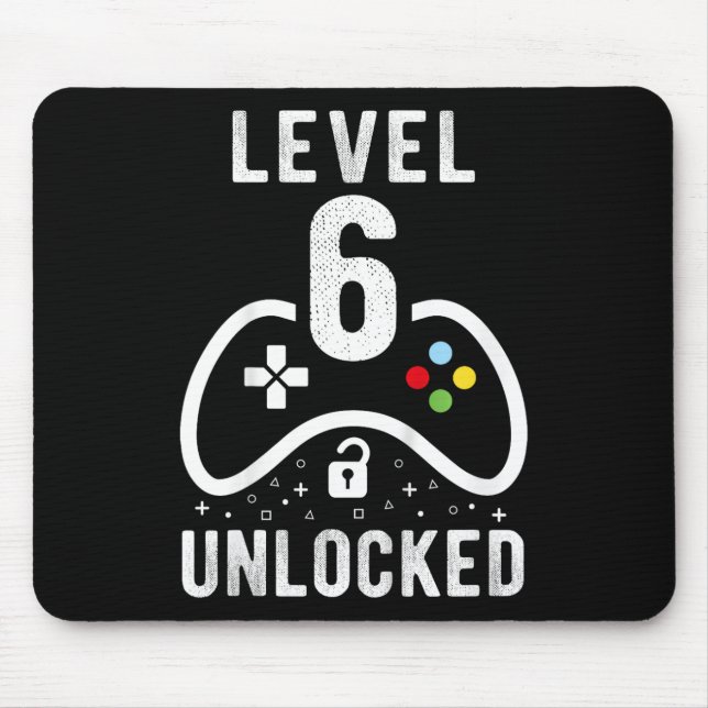 Level 6 Unlocked Video Game 6th Birthday Gift  Mouse Pad (Front)