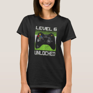 Level 6 Unlocked Video Gamer 6 Year Old 6th Birthd T-Shirt