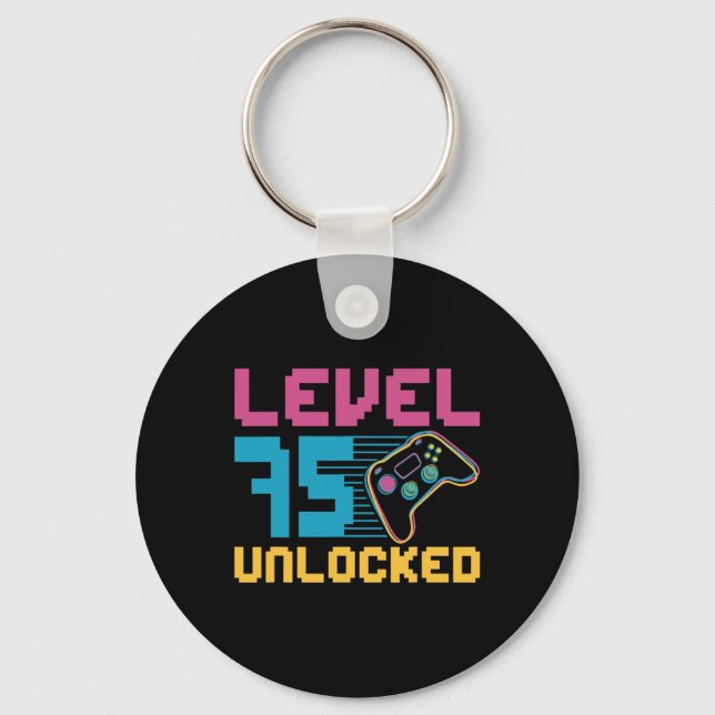 Level 75 Unlocked Gaming Birthday  Key Ring (Front)