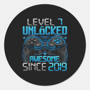 Level 7 Unlocked 7 Year Old For Boys 7th Birthday Classic Round Sticker