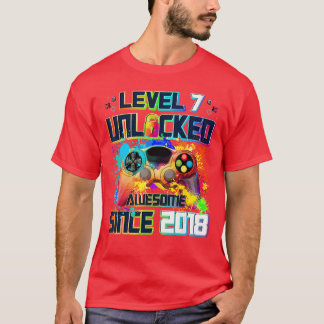 Level 7 Unlocked 7 Year Old Video Gamer 7th Birthd T-Shirt