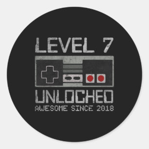 Level 7 Unlocked 7th Birthday 7 Year Old Video Gam Classic Round Sticker