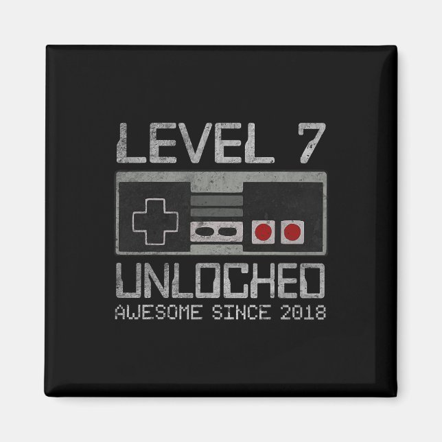 Level 7 Unlocked 7th Birthday 7 Year Old Video Gam Magnet (Front)