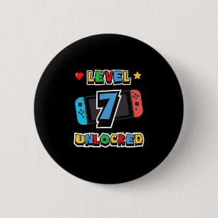 Level 7 Unlocked 7th Birthday Kids Video Game 7 Ye 6 Cm Round Badge