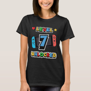 Level 7 Unlocked 7th Birthday Kids Video Game 7 Ye T-Shirt
