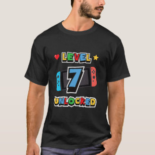 Level 7 Unlocked 7th Birthday Kids Video Game 7 Ye T-Shirt