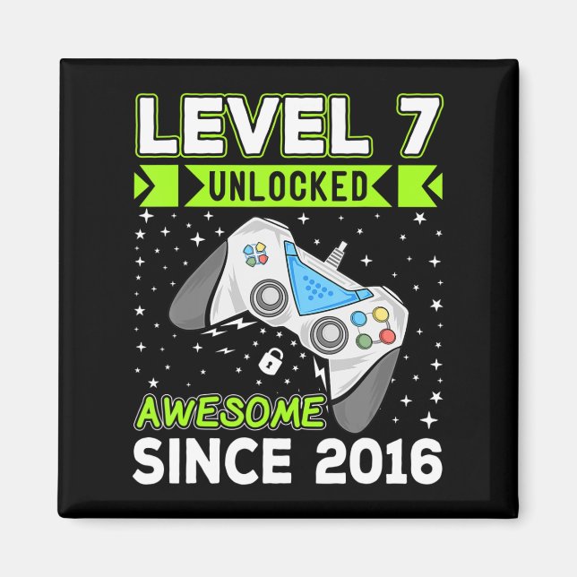 Level 7 Unlocked Awesome 2016 Video Game 7th Birth Magnet (Front)
