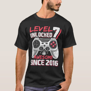 Level 7 Unlocked Awesome 2016 Video Game 7th Birth T-Shirt