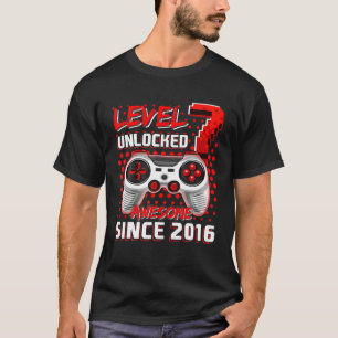 Level 7 Unlocked Awesome 2016 Video Game 7Th Birth T-Shirt