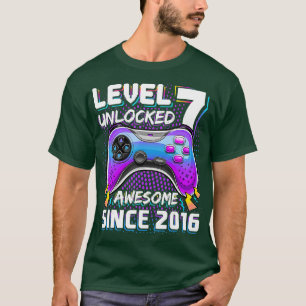 Level 7 Unlocked Awesome 2016 Video Game 7th Birth T-Shirt
