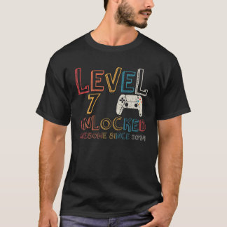 Level 7 Unlocked Awesome Since 2014 Vintage 7Th Bi T-Shirt