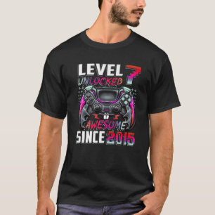 Level 7 Unlocked Awesome Since 2015 7Th Birthday G T-Shirt