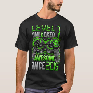 Level 7 Unlocked Awesome Since 2015 7th Birthday   T-Shirt