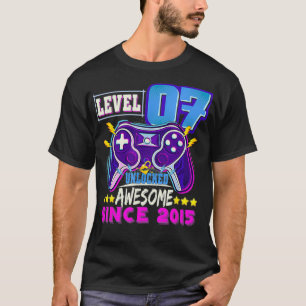 Level 7 Unlocked Awesome Since 2015 Gaming 7th Bir T-Shirt