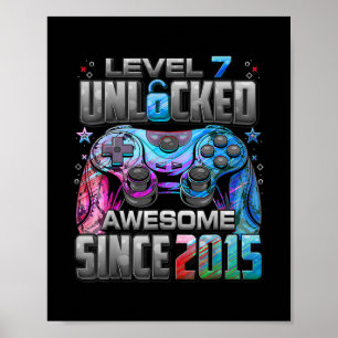 Level 7 Unlocked Awesome Since 2015 Video Game Poster
