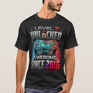Level 7 Unlocked Awesome Since 2016 7th Birthday G T-Shirt