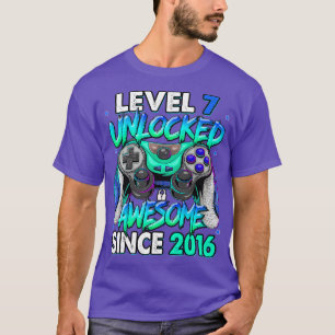 Level 7 Unlocked Awesome Since 2016 7th Birthday G T-Shirt