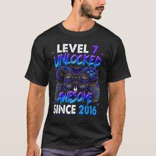 Level 7 Unlocked Awesome Since 2016 7th Birthday G T-Shirt