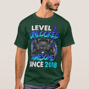 Level 7 Unlocked Awesome Since 2018 7th Birthday G T-Shirt