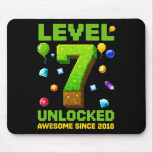 Level 7 Unlocked Awesome Since 2018 Pixel Birthday Mouse Pad