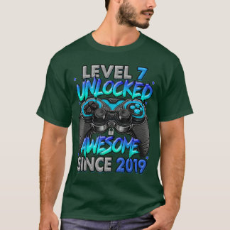 Level 7 Unlocked Awesome Since 2019 7th Birthday G T-Shirt