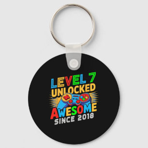Level 7 Unlocked Awesome Since 7th Birthday Gamer Key Ring