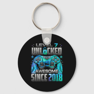 Level 7 Unlocked Awesome Since 7th Birthday Gaming Key Ring