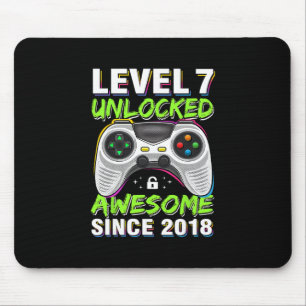 Level 7 Unlocked Awesome Since 7th Birthday Gaming Mouse Pad