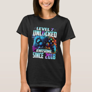 Level 7 Unlocked Awesome Since 7th Birthday Gaming T-Shirt