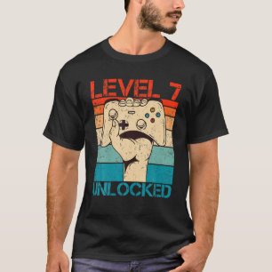 Level 7 Unlocked Birthday Funny Video Gamer Contro T-Shirt