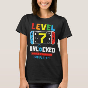 Level 7 Unlocked Completed Game Happy 7th Birthday T-Shirt