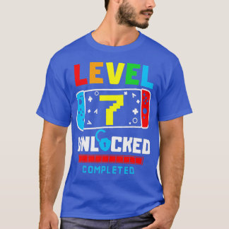 Level 7 Unlocked Completed Game Happy 7th Birthday T-Shirt