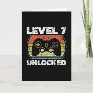 Level 7 Unlocked Funny Video Gamer 7th Birthday Card