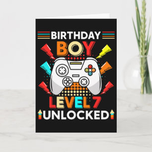 Level 7 Unlocked Funny Video Gamer 7th Birthday Card