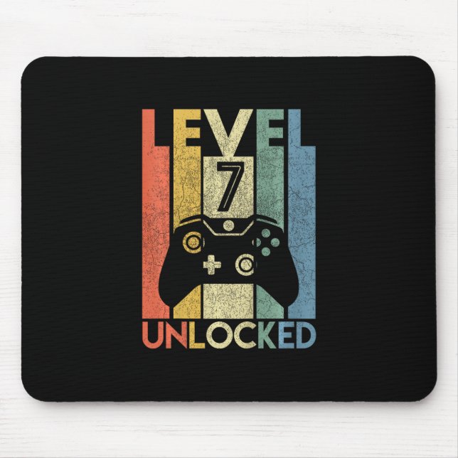 Level 7 Unlocked Funny Video Gamer 7th Birthday Gi Mouse Pad (Front)