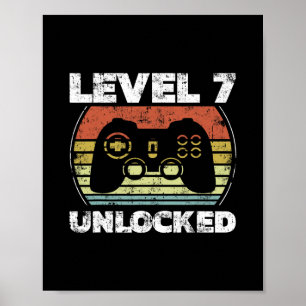 Level 7 Unlocked Funny Video Gamer 7th Birthday Poster