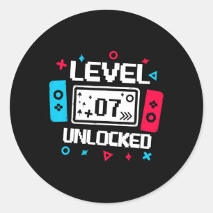 Level 7 Unlocked Gamer - 7th Birthday Gift Video G Classic Round Sticker