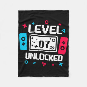 Level 7 Unlocked Gamer - 7th Birthday Gift Video G Fleece Blanket